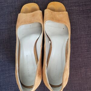 Zara Beige Suede Open-Toe Flats